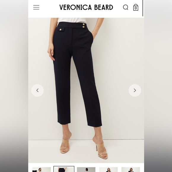NWT Veronica Beard Renzo Pants Navy Gold 0 - Picture 3 of 10